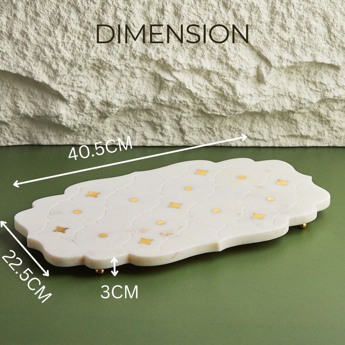Luxe Marble & Brass Inlay Cheese Board | Dessert | Appetizer Serving Board