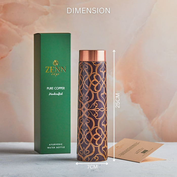 Majestic Motif Handcrafted Pure Copper Bottle – 800 ML