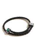Malachite Gemstone Braided Leather Bracelet