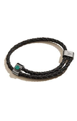 Malachite Gemstone Braided Leather Bracelet