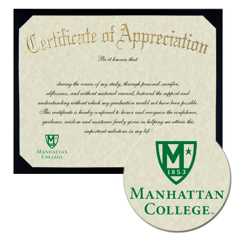 Manhattan College Certificate of Appreciation