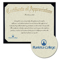 Marietta College Certificate of Appreciation