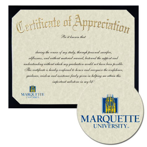Marquette University College of Law Certificate of Appreciation