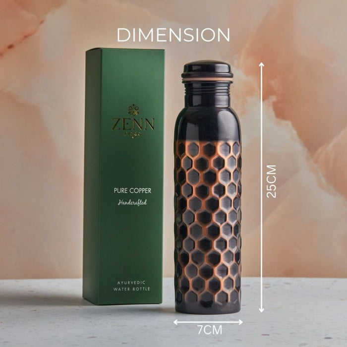 Midnight Hammered Ayurvedic Pure Copper Bottle 1 L