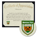 Montana Technological University Certificate of Appreciation