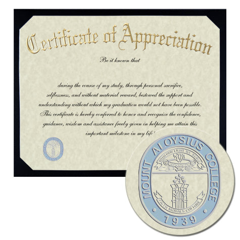 Mount Aloysius College Certificate of Appreciation