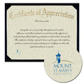 Mount St. Mary's University Certificate of Appreciation
