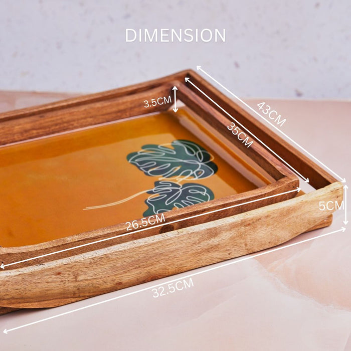 Mustard Monstera Tray Duo - Set of 2