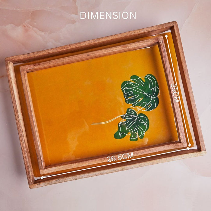 Mustard Monstera Tray Duo - Set of 2