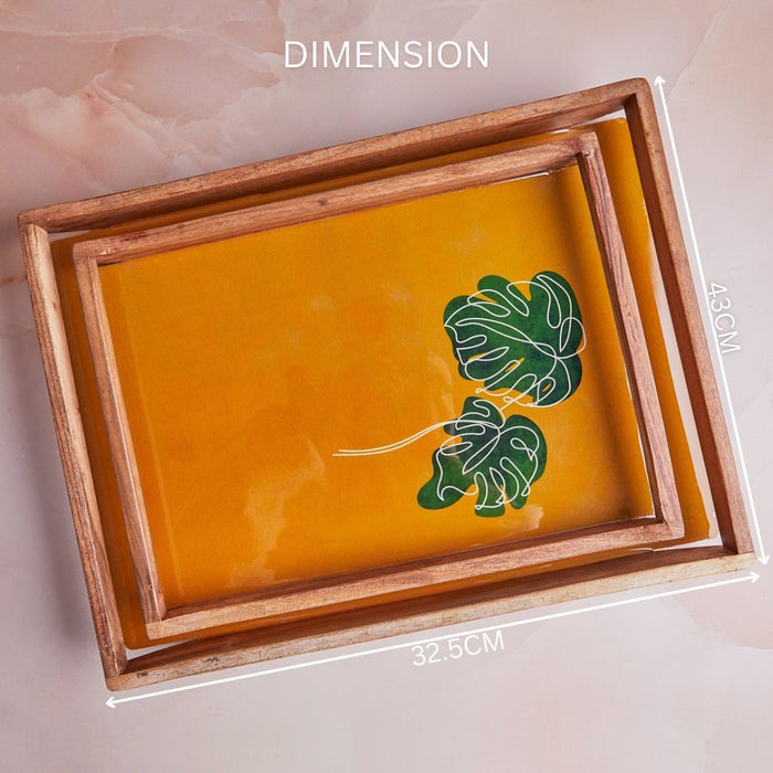 Mustard Monstera Tray Duo - Set of 2