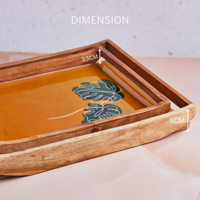Mustard Monstera Tray Duo - Set of 2