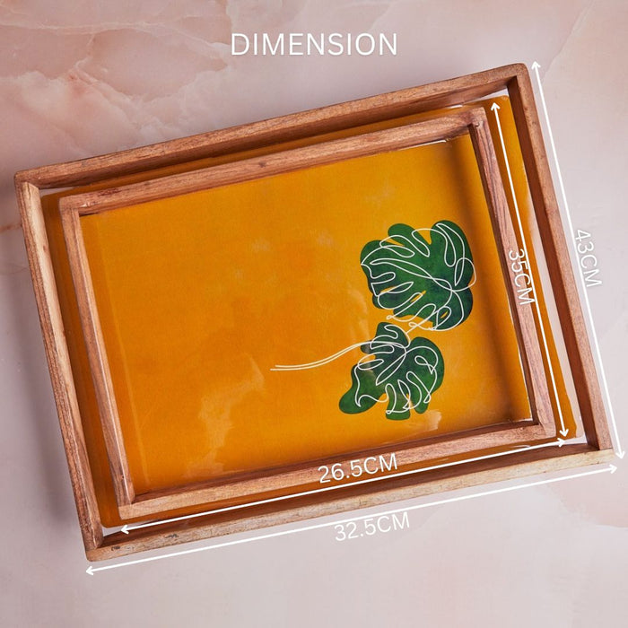 Mustard Monstera Tray Duo - Set of 2
