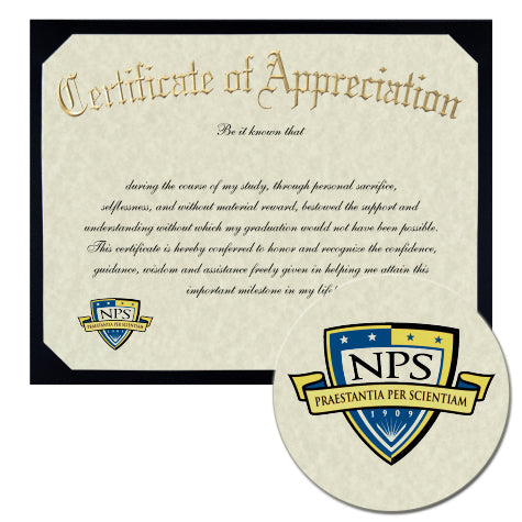 Naval Postgraduate School Certificate of Appreciation