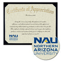 Northern Arizona University Certificate of Appreciation