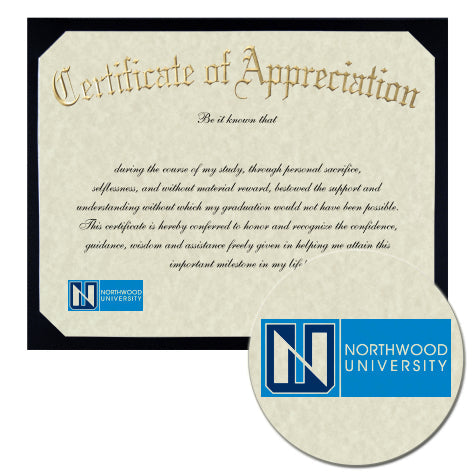 Northwood University Certificate of Appreciation
