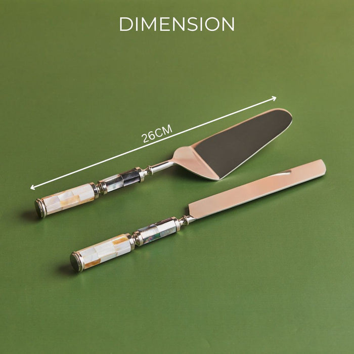Opaline Aura – Mother of Pearl Cake Knife & Server Duo