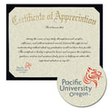 Pacific University Certificate of Appreciation
