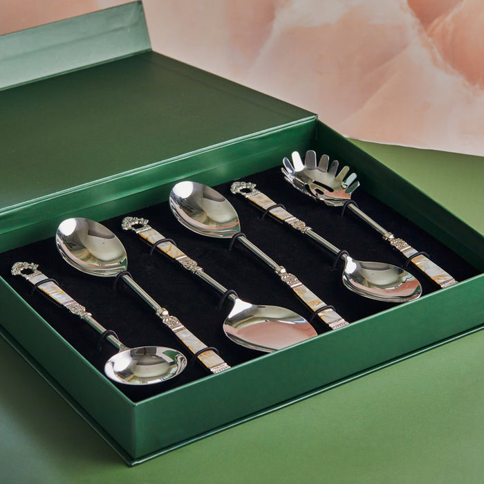 Pearl Whispers – 6-Piece Handcrafted Mother of Pearl Serving Set