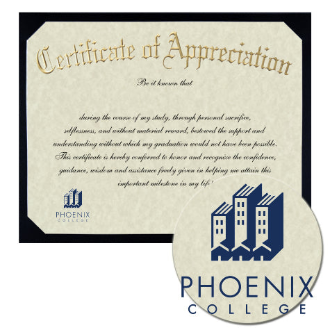 Phoenix College Certificate of Appreciation
