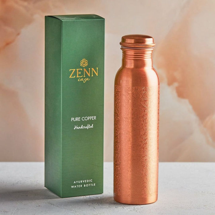 Premium Embossed Ayurvedic Pure Copper Bottle 900 ML