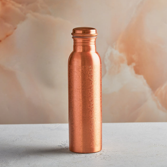 Premium Embossed Ayurvedic Pure Copper Bottle 900 ML