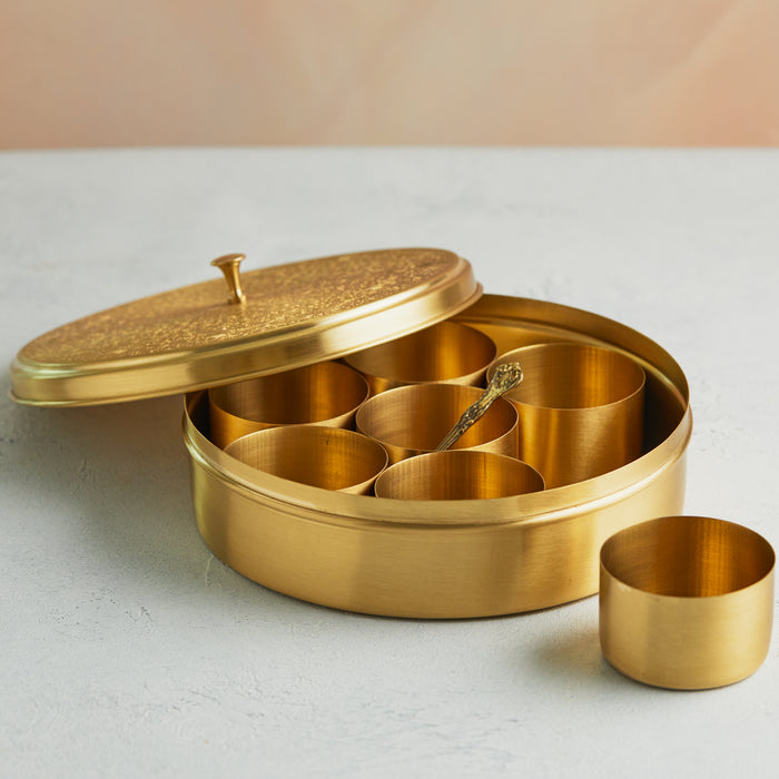 Handcrafted Pure Brass Masala SpiceBox UAE