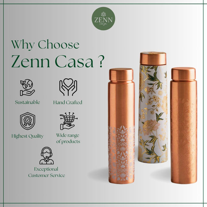 Pure Etched Handcrafted Copper Bottle – 600 ML