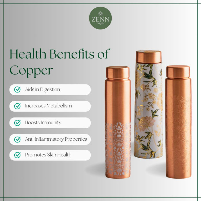 Pure Etched Handcrafted Copper Bottle – 600 ML