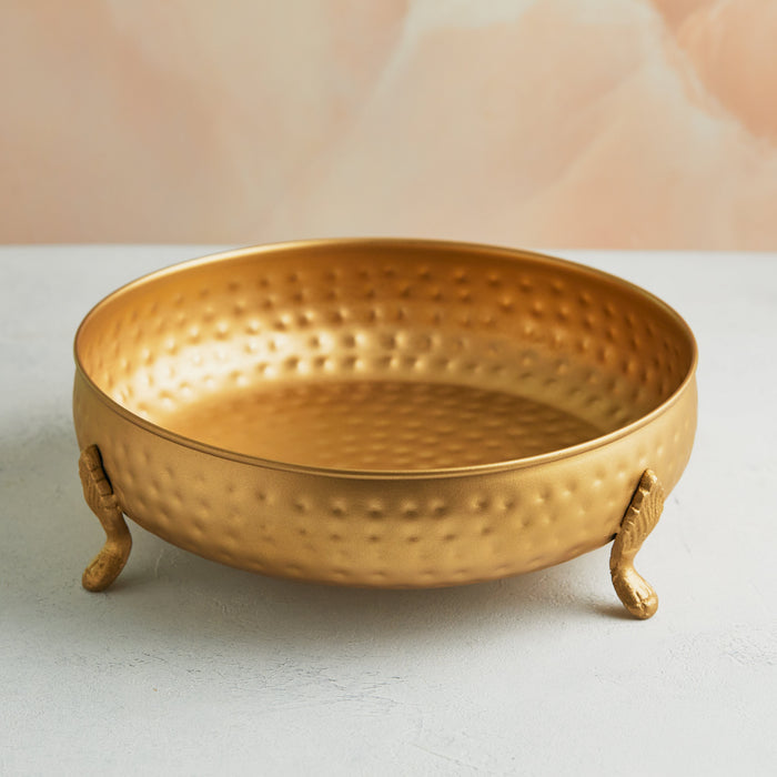Regal Bloom Metal Urali with Ornate Stand – Handcrafted Elegance