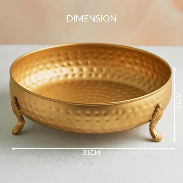 Regal Bloom Metal Urali with Ornate Stand – Handcrafted Elegance