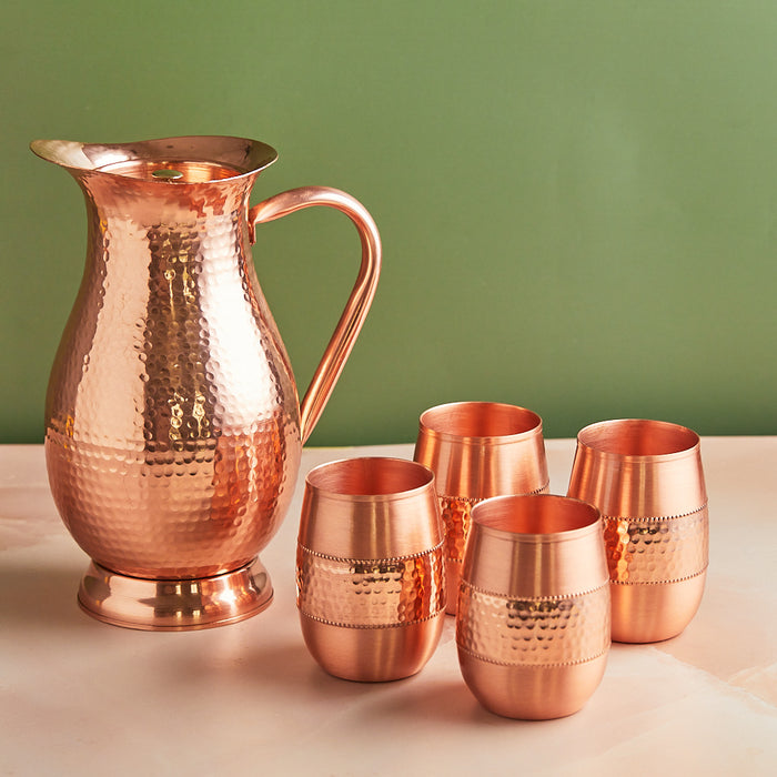 Royal Mughlai 5-Piece Pure Copper Jug Set 2 L
