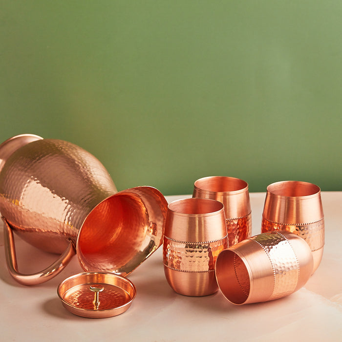 Royal Mughlai 5-Piece Pure Copper Jug Set 2 L