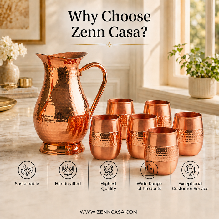Royal Mughlai 7-Piece Pure Copper Jug Set 2 L