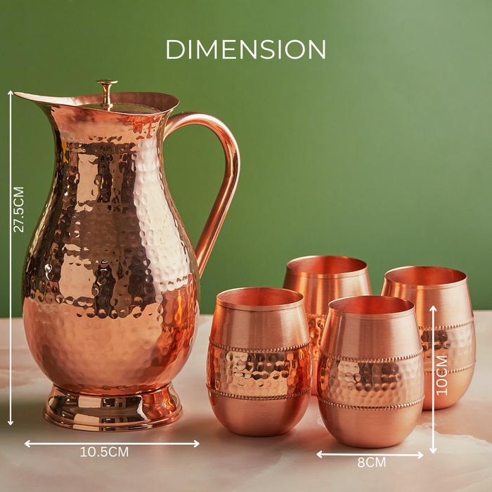 Royal Mughlai 7-Piece Pure Copper Jug Set 2 L