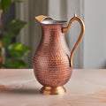 Royal Mughlai Hammered Copper Jug with a curved handle