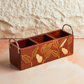 Rustic Bloom Wood Cutlery Holder