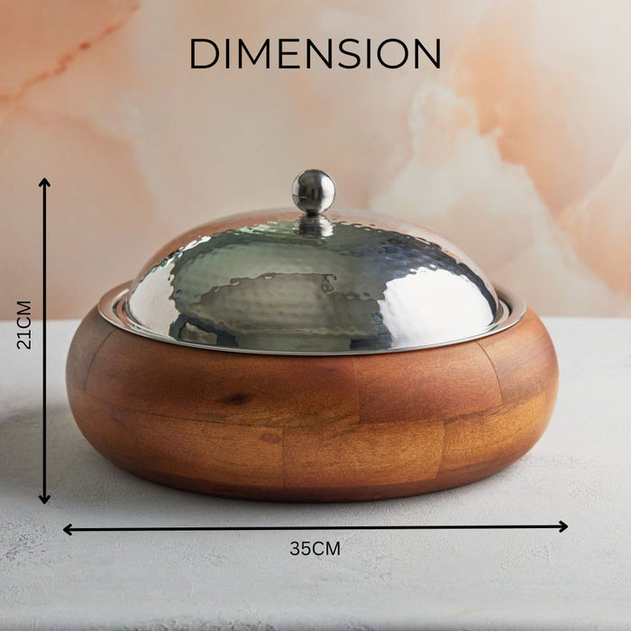 Rustic Luxe Wood Finish Insulated Casserole with Dimension