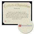 Saginaw Valley State University Certificate of Appreciation