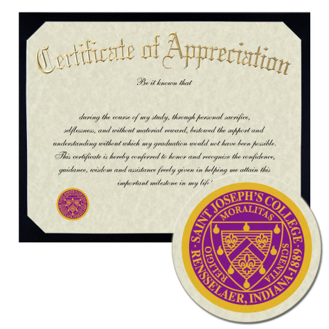 Saint Joseph College Certificate of Appreciation