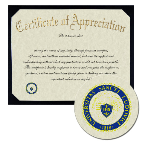 Saint Louis University Certificate of Appreciation