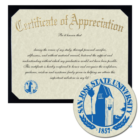 San Jose State University Certificate of Appreciation