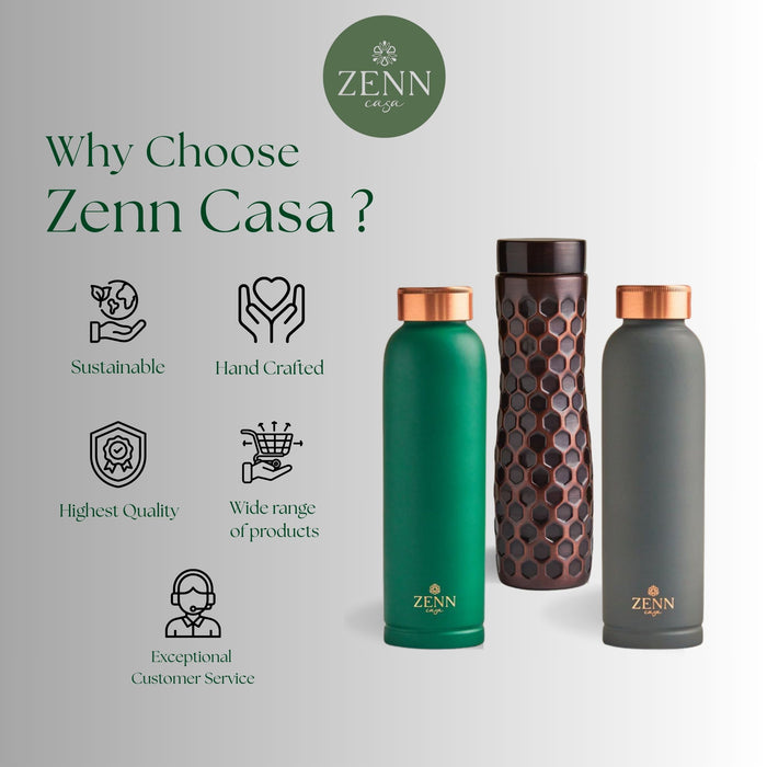 Satin Combo - 2 Ayurvedic Pure Copper Bottles 900 ml each