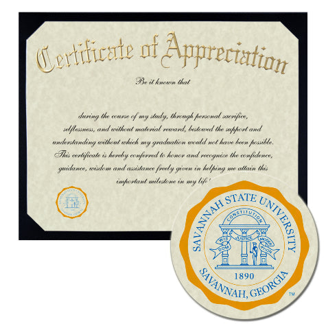 Savannah State University Certificate of Appreciation