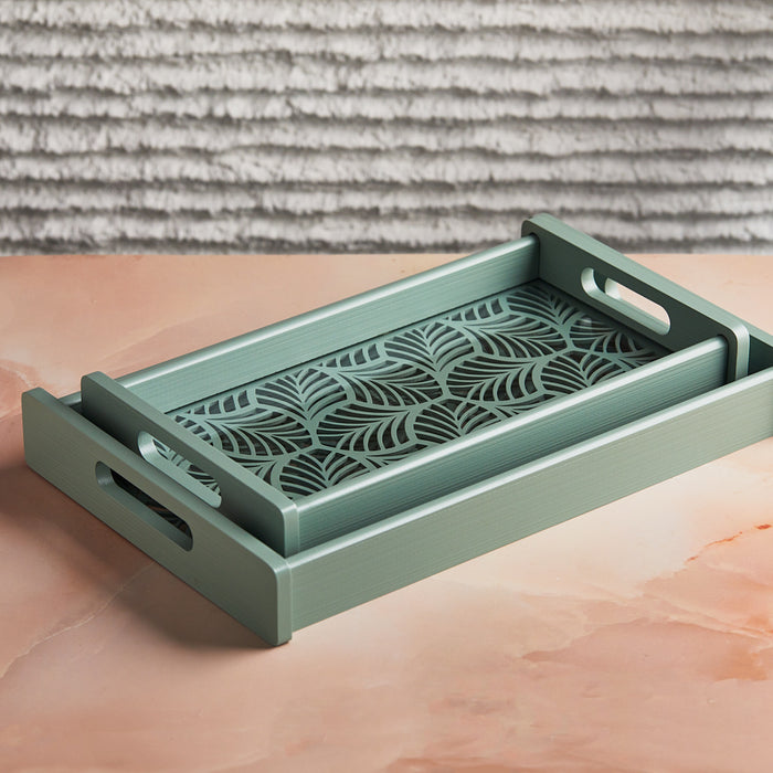 Set of 2 | Aqua Fern Luxe Tray