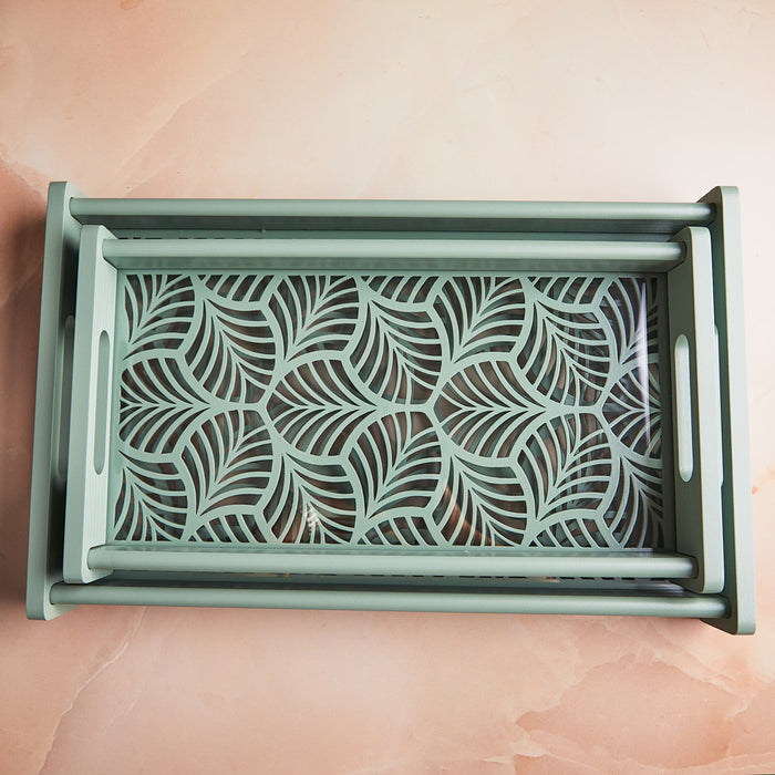 Set of 2 | Aqua Fern Luxe Tray