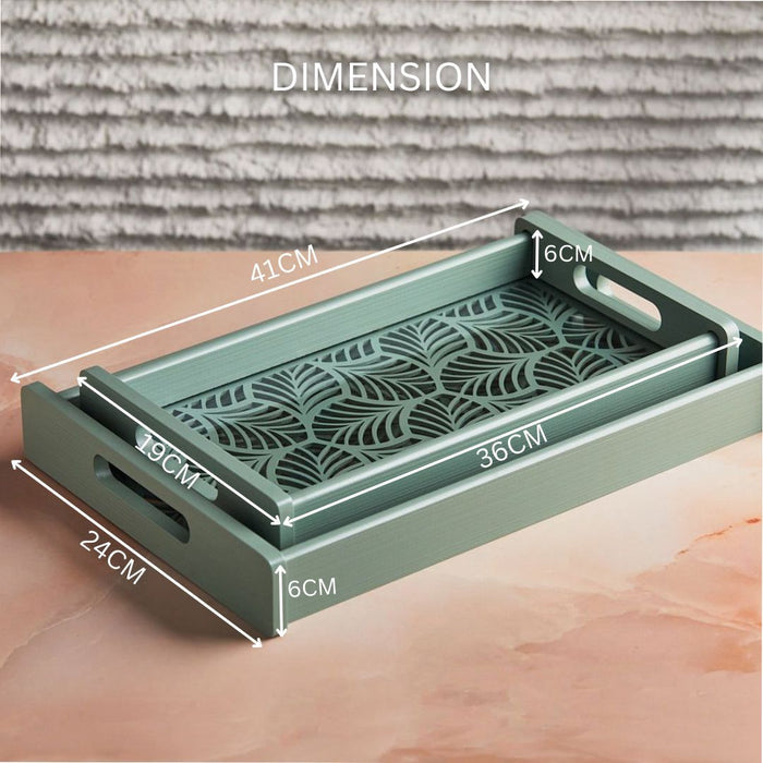 Set of 2 | Aqua Fern Luxe Tray