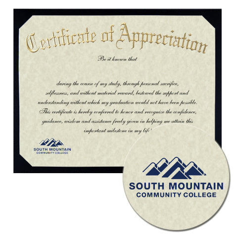 South Mountain Community College Certificate of Appreciation