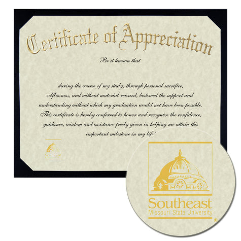 Southeast Missouri State University Certificate of Appreciation