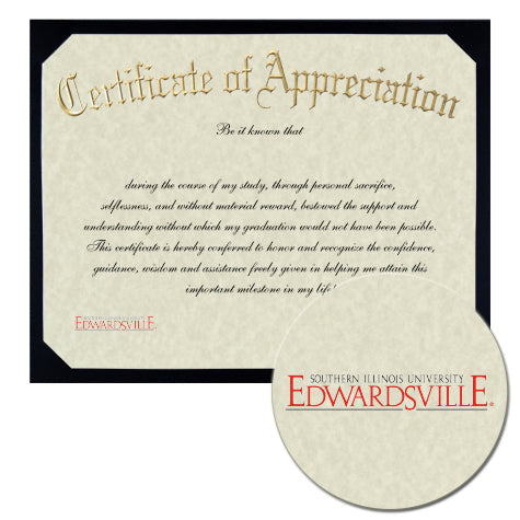 Southern Illinois University Edwardsville Certificate of Appreciation