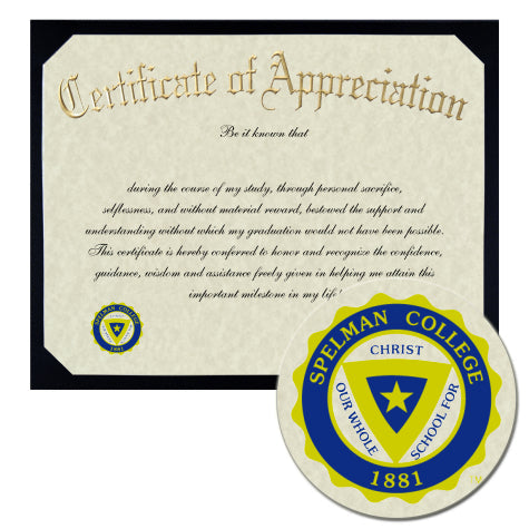 Spelman College Certificate of Appreciation